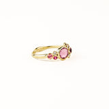 Pink Sapphire Asymmetrical Ring with Diamonds & Sapphires
