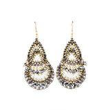 Pyrite Beaded Double Teardrop Earrings