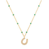 Enamel Beaded Chain with CZ Horseshoe