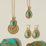 Turquoise Cabochon Drop Pendant Necklace