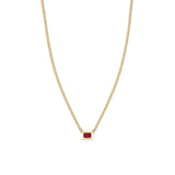 Emerald Cut Ruby Necklace on XS Curb Chain
