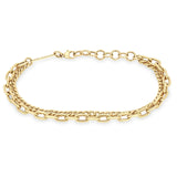 Small Curb and Medium Square Oval Link Double Chain Bracelet