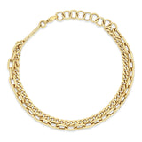 Small Curb and Medium Square Oval Link Double Chain Bracelet