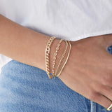 14k 5 Prong Diamond Small Puffed Mariner Chain Bracelet