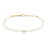 Diamond Charm Rice Pearl Bracelet