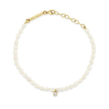 Diamond Charm Rice Pearl Bracelet
