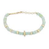 Light Blue Opal Rondelle Bracelet W/Diamond
