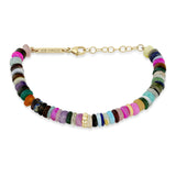 Beaded Gold & Mixed Dark Gemstone Rondelle Bracelet