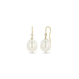 Diamond Wire Drop Baroque Pearl Earrings