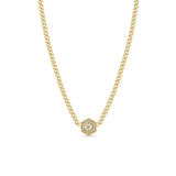 Hexagon Diamond Halo Pendant on Curb
