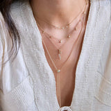 14k 3 Diamond Drop Necklace
