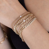 14k Small Puffed Mariner Chain Bracelet