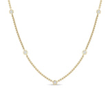 14K Floating Diamond Box Chain Station Necklace