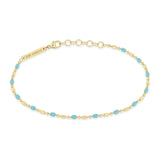 14k Turquoise Enamel Tube Bar Chain Bracelet