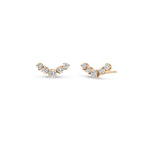 14k 5 Graduated Diamond Curved Bar Studs