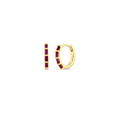 Baguette Ruby Hinge Huggie Hoop Earrings