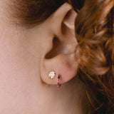 Baguette Ruby Hinge Huggie Hoop Earrings
