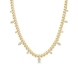 Alternating Pear & Round Diamonds on Heavy Curb