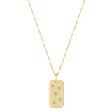 Scattered Star Set Diamonds Square Edge Dog Tag