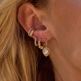 Graduated 14K Gold Bead Huggies