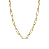Pave Diamond Large Gold Paperclip Chain Necklace