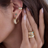 14k Small Aura Ring with Emerald and Star Set Diamonds {Trunk Show}