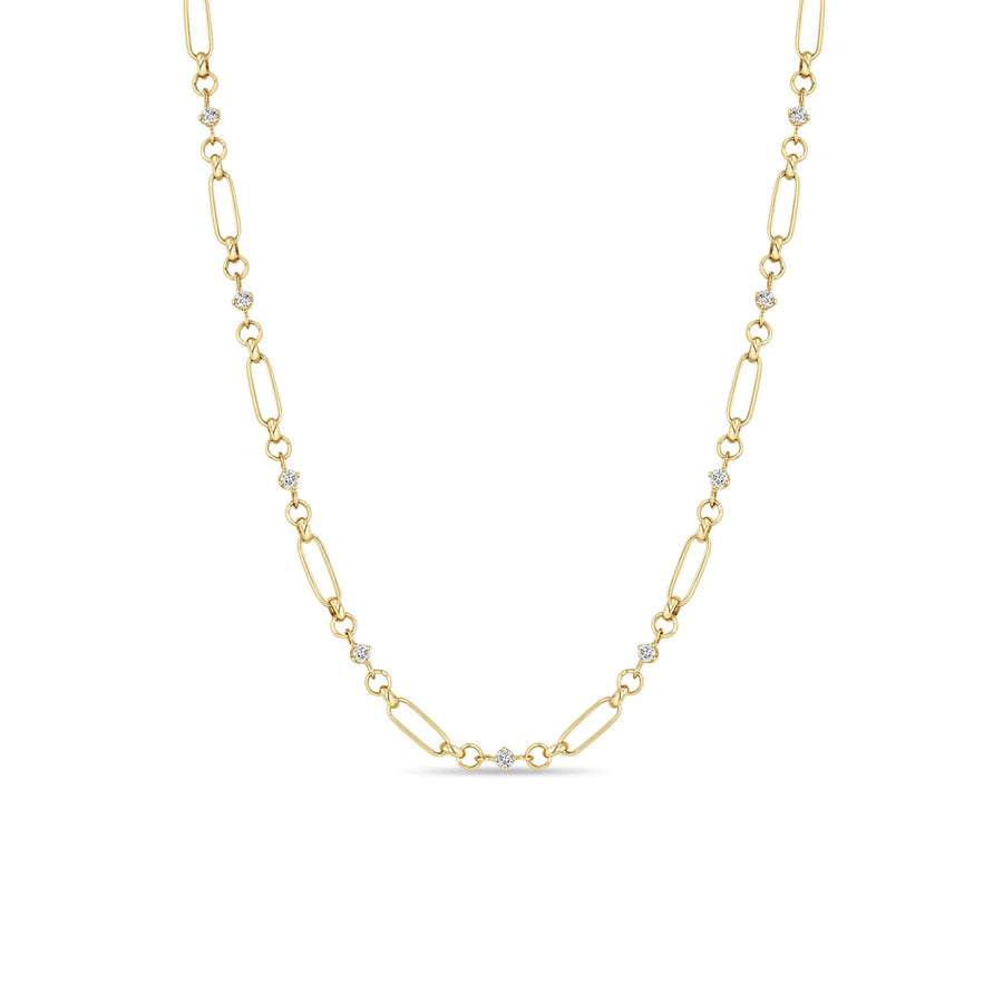 14k Diamond Paperclip Rolo Chain Necklace