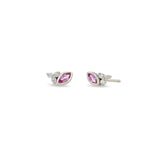 Marquise Pink Sapphire & Dia Trio Studs