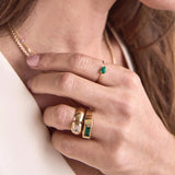 14k Emerald and Diamond Open Ring