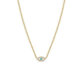 14k Turquoise and Diamond Evil Eye Necklace