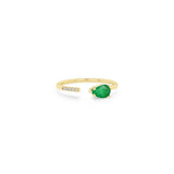 14k Emerald and Diamond Open Ring