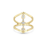 14K Mixed Bezel & Prong Diamond Pointed Ring