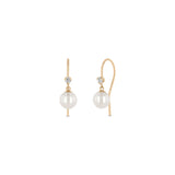 Diamond Dangle Freshwater Pearl Earrings