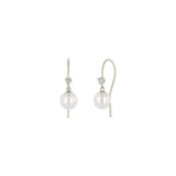 Diamond Dangle Freshwater Pearl Earrings