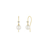 Diamond Dangle Freshwater Pearl Earrings