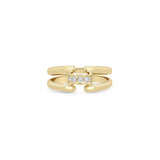 14K Open Single Panther Link Ring with Pavé Diamonds