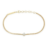 Prong Dia Quad Box Chain Bracelet