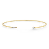 14k Thin Wire Cuff with 5 French Pave and Prong Set Diamond Bracelet {Trunk Show}