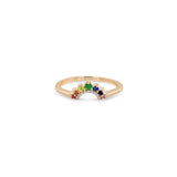 14K RAINBOW SAPPHIRE & PAVÉ DIAMOND DOUBLE ARCH RING
