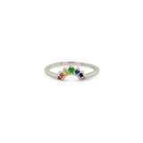 14K RAINBOW SAPPHIRE & PAVÉ DIAMOND DOUBLE ARCH RING