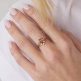 14K RAINBOW SAPPHIRE & PAVÉ DIAMOND DOUBLE ARCH RING