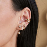 14k 4mm Wide Half Round Huggie Hoops with Marquise Diamonds {Trunk Show}