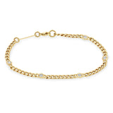 Small Curb Chain Bracelet with 5 Floating Diamond
