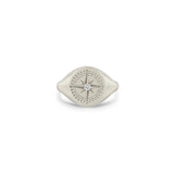 14K Diamond Compass Signet Ring