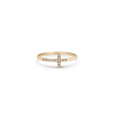 14k Horizontal Pave Cross Ring