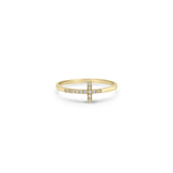 14k Horizontal Pave Cross Ring