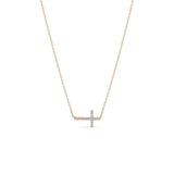 Horizontal Pave Diamond Cross Necklace