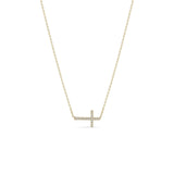 Horizontal Pave Diamond Cross Necklace