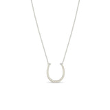 14k Hammered Horseshoe Necklace with Baguette Diamonds