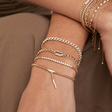 14k Gold Small Diamond Bezel Tennis Segment Box Chain Bracelet